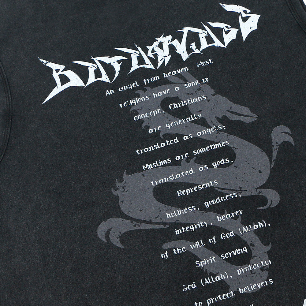 Dragon Print Casual Round Neck Vest For Men