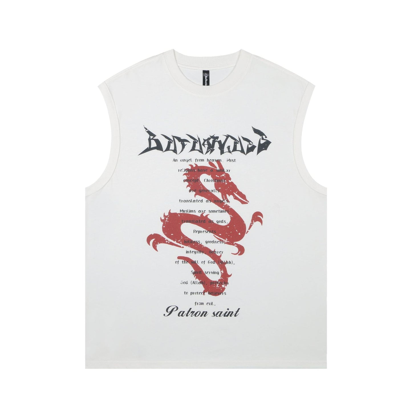 Dragon Print Casual Round Neck Vest For Men